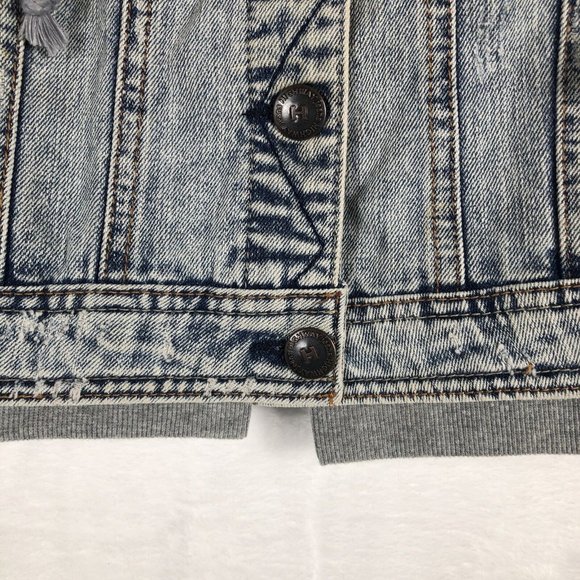 Highway Jeans Girls Denim Jacket Size S Hooded Sweatshirt Button Up Casual - Picture 5 of 15
